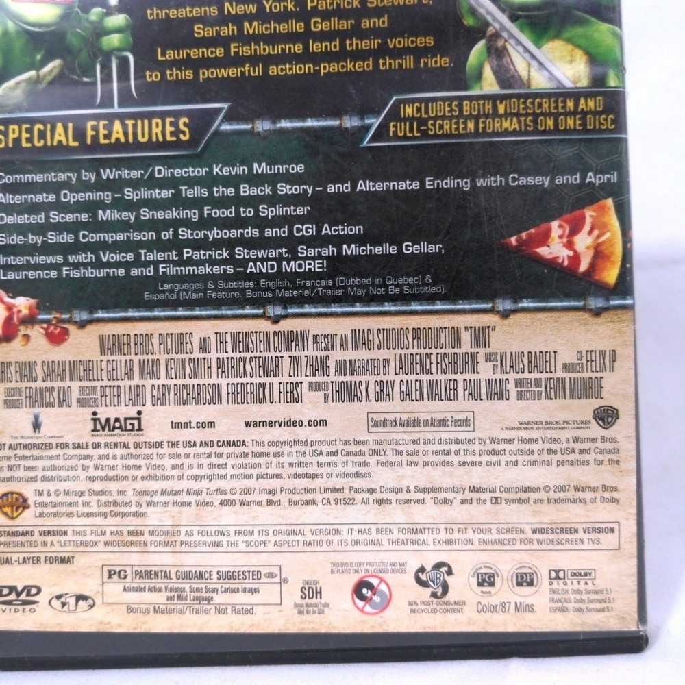 2007 TMNT Teenage Mutant Ninja Turtles DVD Movie Animated Action Adventure PG - Picture 6 of 6